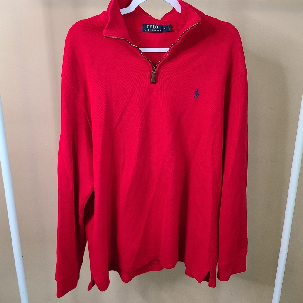 Ralph Lauren Vibrant Red Quarter-Zip Sweater